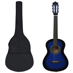 vidaXL Set de guitarra clásica para principiantes 8 pzas azul 1/2 34"   