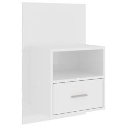vidaXL Mesita de noche de pared blanco brillante