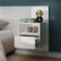 vidaXL Mesita de noche de pared blanco brillante vidaXL Mesita de noche de pared blanco brillante