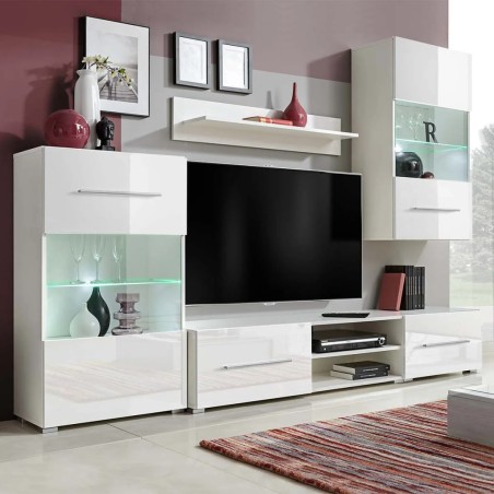 vidaXL Juego de muebles de salón 5 piezas con iluminación LED blanco