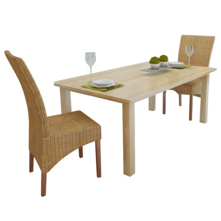 vidaXL Sillas de comedor 2 unidades ratán natural marrón
