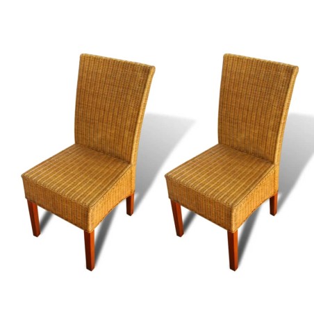 vidaXL Sillas de comedor 2 unidades ratán natural marrón