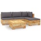 vidaXL Juego muebles de jardín 5 piezas y cojines madera maciza teca vidaXL Juego muebles de jardín 5 piezas y cojines madera maciza teca