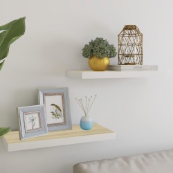 vidaXL Estante flotante pared 2 uds MDF roble y blanco 60x23,5x3,8 cm
