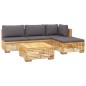 vidaXL Juego muebles de jardín 5 piezas y cojines madera maciza teca vidaXL Juego muebles de jardín 5 piezas y cojines madera maciza teca