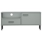 vidaXL Mueble de TV con patas de metal OSLO madera maciza pino gris