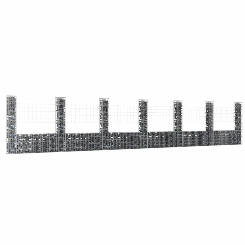 vidaXL Cesta de gaviones forma de U 7 postes de hierro 740x20x150 cm vidaXL Cesta de gaviones forma de U 7 postes de hierro 740x20x150 cm
