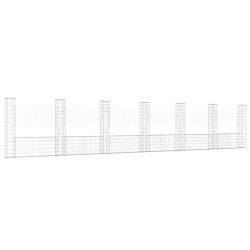 vidaXL Cesta de gaviones forma de U 7 postes de hierro 740x20x150 cm