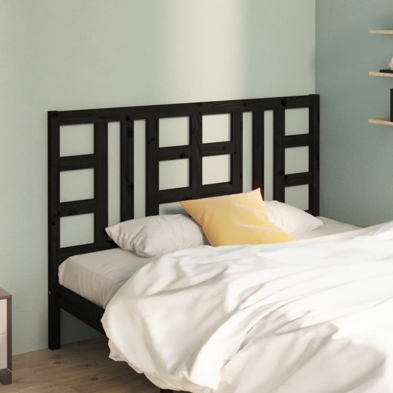 vidaXL Cabecero de cama madera maciza de pino negro 146x4x100 cm vidaXL Cabecero de cama madera maciza de pino negro 146x4x100 cm