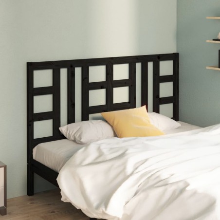 vidaXL Cabecero de cama madera maciza de pino negro 146x4x100 cm