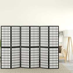 vidaXL Biombo plegable con 6 paneles estilo japonés negro 240x170 cm