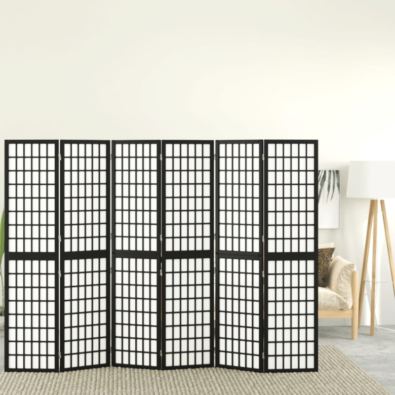 vidaXL Biombo plegable con 6 paneles estilo japonés negro 240x170 cm vidaXL Biombo plegable con 6 paneles estilo japonés negro 240x170 cm