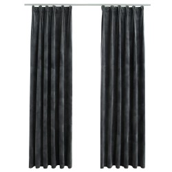 vidaXL Cortinas opacas y ganchos 2 uds terciopelo antracita 140x245 cm