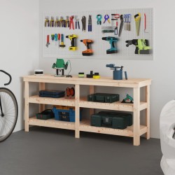 vidaXL Banco de trabajo de madera maciza de pino 181x50x80 cm