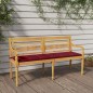 vidaXL Banco Batavia con cojín rojo vino madera maciza de teca 150 cm