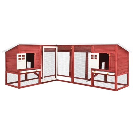 vidaXL Conejera de exterior con corredor madera de abeto rojo y blanco