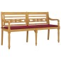 vidaXL Banco Batavia con cojín rojo vino madera maciza de teca 150 cm