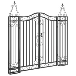 vidaXL Puerta de jardín de hierro forjado negro 121x8x120 cm 