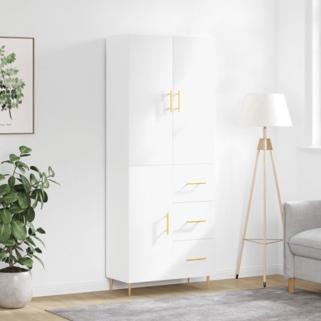 vidaXL Aparador alto madera contrachapada blanco 69,5x34x180 cm