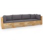vidaXL Juego muebles de jardín 4 piezas y cojines madera maciza teca vidaXL Juego muebles de jardín 4 piezas y cojines madera maciza teca