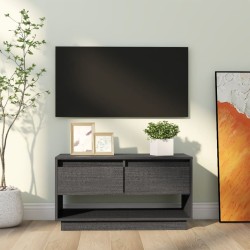 vidaXL Mueble de TV de madera maciza de pino gris 74x34x40 cm