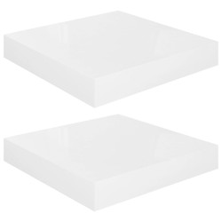 vidaXL Estante flotante de pared 2 uds MDF blanco brillo 23x23,5x3,8cm