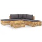 vidaXL Juego muebles de jardín 6 piezas y cojines madera maciza teca vidaXL Juego muebles de jardín 6 piezas y cojines madera maciza teca