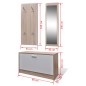 vidaXL Muebles de entradita con zapatero madera 3 color roble y blanco vidaXL Muebles de entradita con zapatero madera 3 color roble y blanco