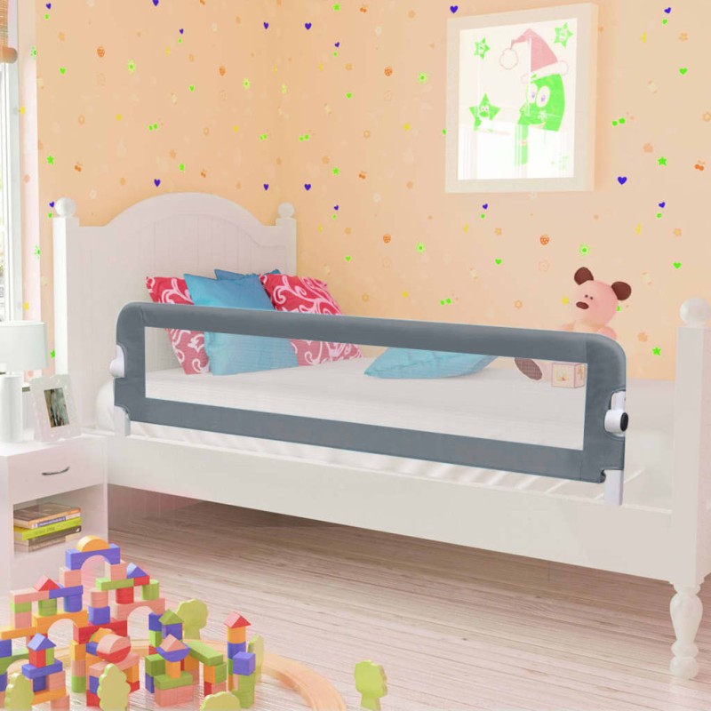 vidaXL Barandilla de seguridad cama de niño poliéster gris 150x42 cm vidaXL Barandilla de seguridad cama de niño poliéster gris 150x42 cm