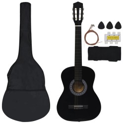 vidaXL Set de guitarra clásica para principiantes 8 pzas negro 3/4 36"       