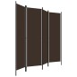 vidaXL Biombo divisor de 4 paneles marrón 200x180 cm vidaXL Biombo divisor de 4 paneles marrón 200x180 cm