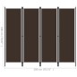 vidaXL Biombo divisor de 4 paneles marrón 200x180 cm vidaXL Biombo divisor de 4 paneles marrón 200x180 cm