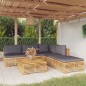 vidaXL Juego muebles de jardín 6 piezas y cojines madera maciza teca vidaXL Juego muebles de jardín 6 piezas y cojines madera maciza teca