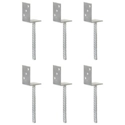 vidaXL Anclajes de valla 6 uds acero galvanizado plateado 8x6x30 cm