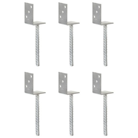 vidaXL Anclajes de valla 6 uds acero galvanizado plateado 8x6x30 cm