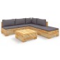 vidaXL Juego muebles de jardín 6 piezas y cojines madera maciza teca vidaXL Juego muebles de jardín 6 piezas y cojines madera maciza teca