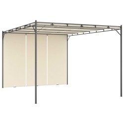vidaXL Cenador de jardín con cortina lateral color crema 4x3x2,25 m