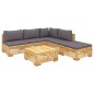 vidaXL Juego muebles de jardín 6 piezas y cojines madera maciza teca vidaXL Juego muebles de jardín 6 piezas y cojines madera maciza teca