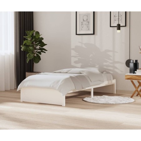 vidaXL Estructura de cama madera maciza blanco 90x200 cm