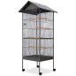 vidaXL Jaula para pájaros con techo de acero negro 66x66x155 cm