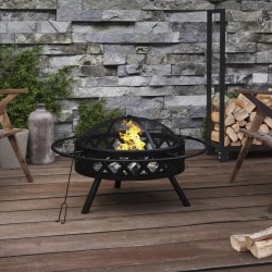 vidaXL Brasero con atizador acero XXL 70 cm