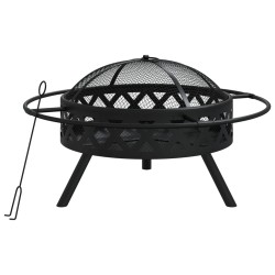 vidaXL Brasero con atizador acero XXL 70 cm