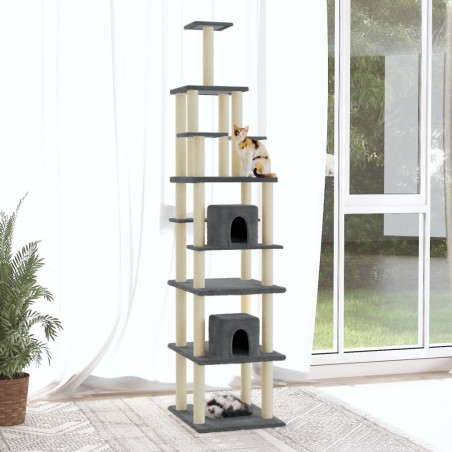 vidaXL Rascador para gatos con postes de sisal gris oscuro 216 cm