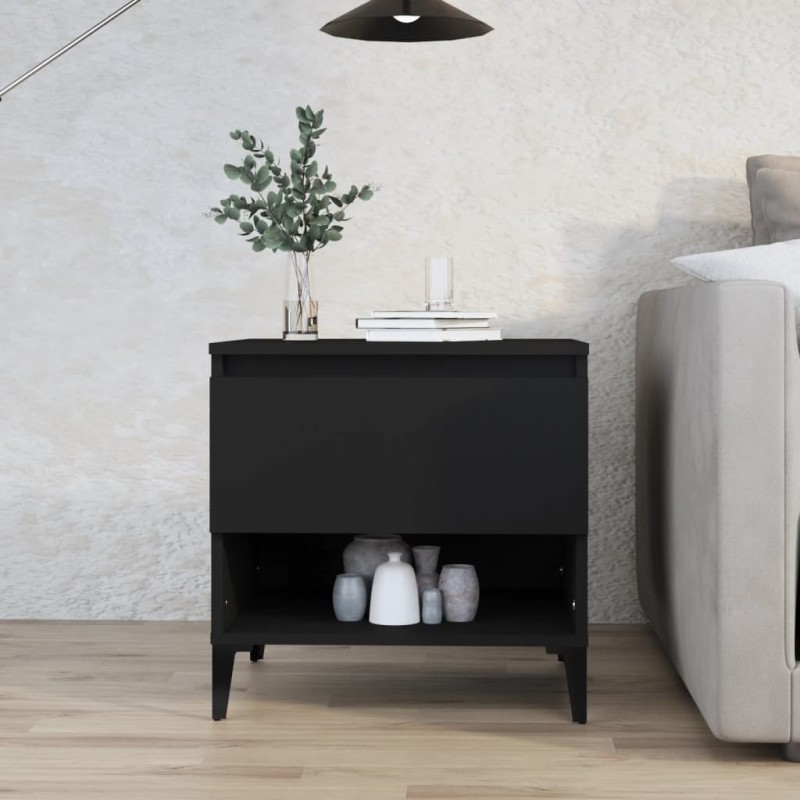 vidaXL Mesa auxiliar madera contrachapada negro 50x46x50 cm