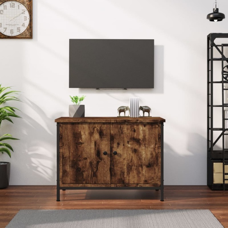 vidaXL Mueble de TV madera contrachapada roble ahumado 60x35x45 cm vidaXL Mueble de TV madera contrachapada roble ahumado 60x35x45 cm