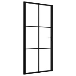 vidaXL Puerta interior vidrio ESG y aluminio negro 102,5x201,5 cm