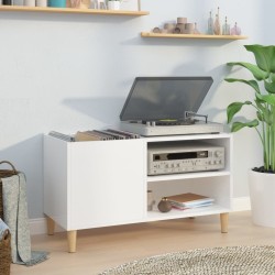 vidaXL Mueble discos madera contrachapada blanco brillo 84,5x38x48 cm