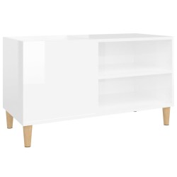 vidaXL Mueble discos madera contrachapada blanco brillo 84,5x38x48 cm