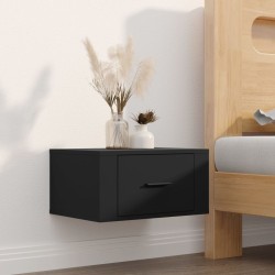 vidaXL Mesita de noche de pared negro 50x36x25 cm