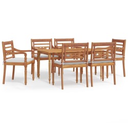 vidaXL Juego comedor de jardín 7 piezas con cojines madera maciza teca
